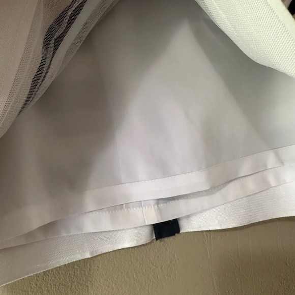 White House Black Market Black and Cream Layered Fabric Mini Pencil Skirt - Picture 4 of 7